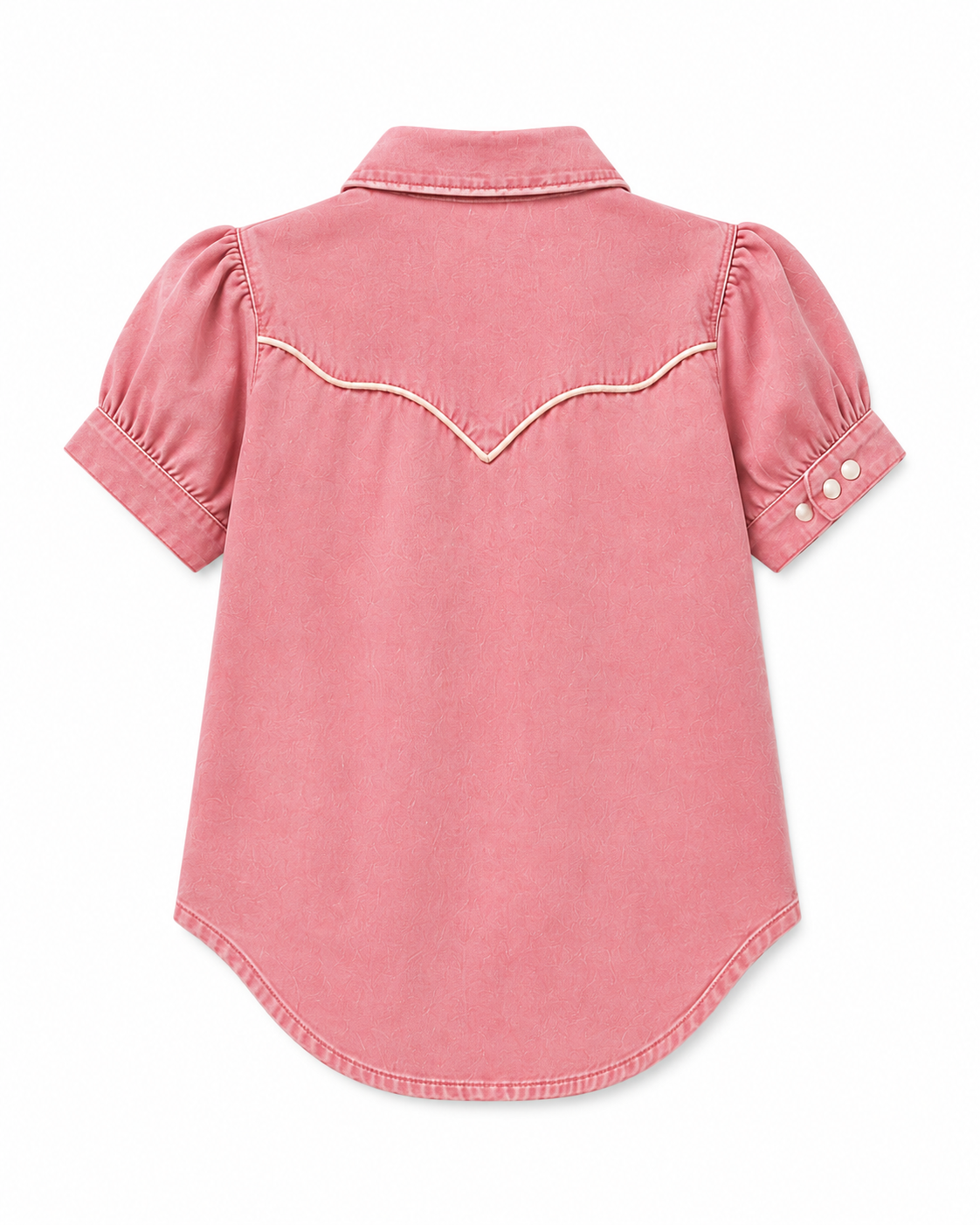 Pink Vintage Wash Denim - Womens SS Pearl Snap Shirt