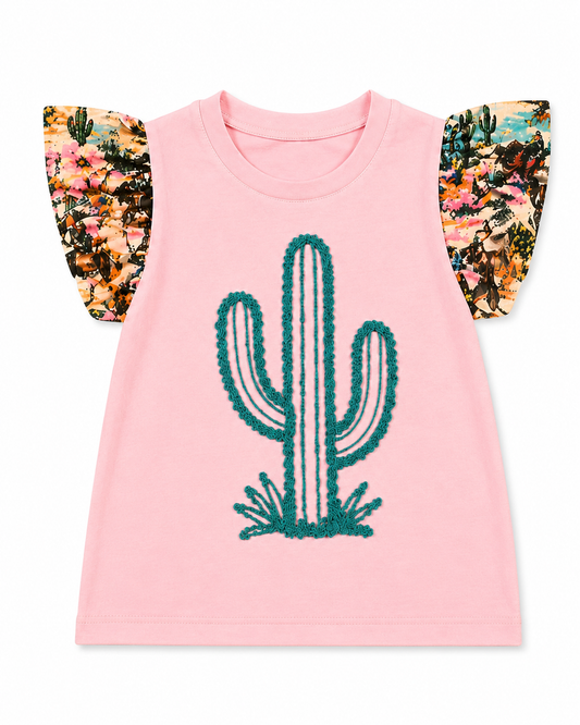 Pink Western Collage - Infant Ruffle Eyelet Sleeve Tee
