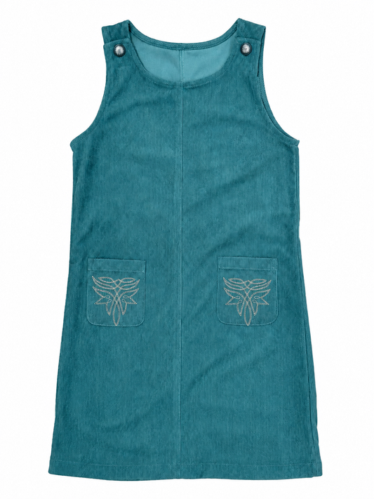 Sage Corduroy - Toddler Sleeveless Dress - The Twisted Filly