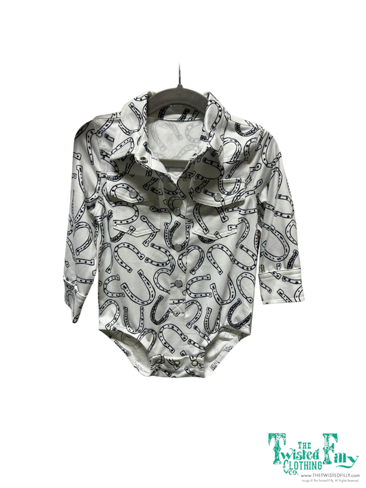 White Horseshoe - Pearl Snap LS One Piece