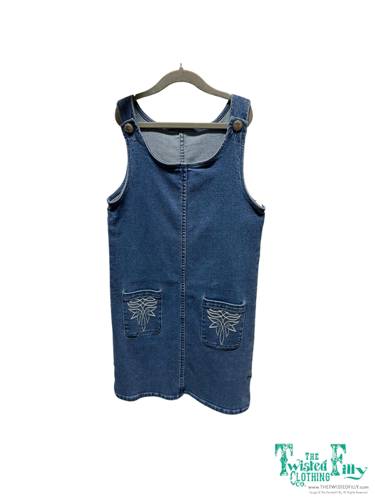 Denim Boot Stitch Dress - Toddler