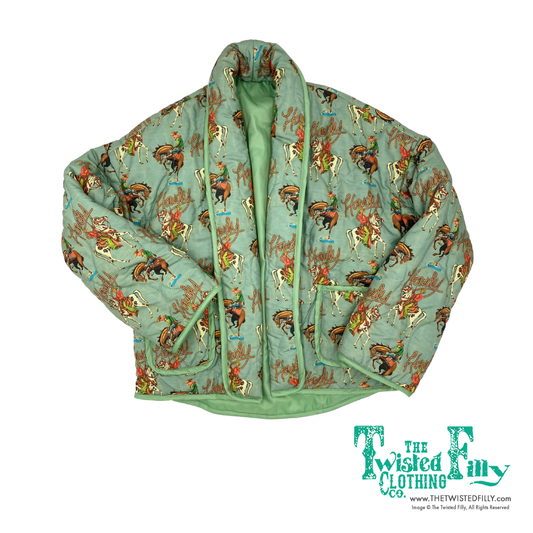 Teal Howdy - Women's Quilted Jacket - The Twisted Filly