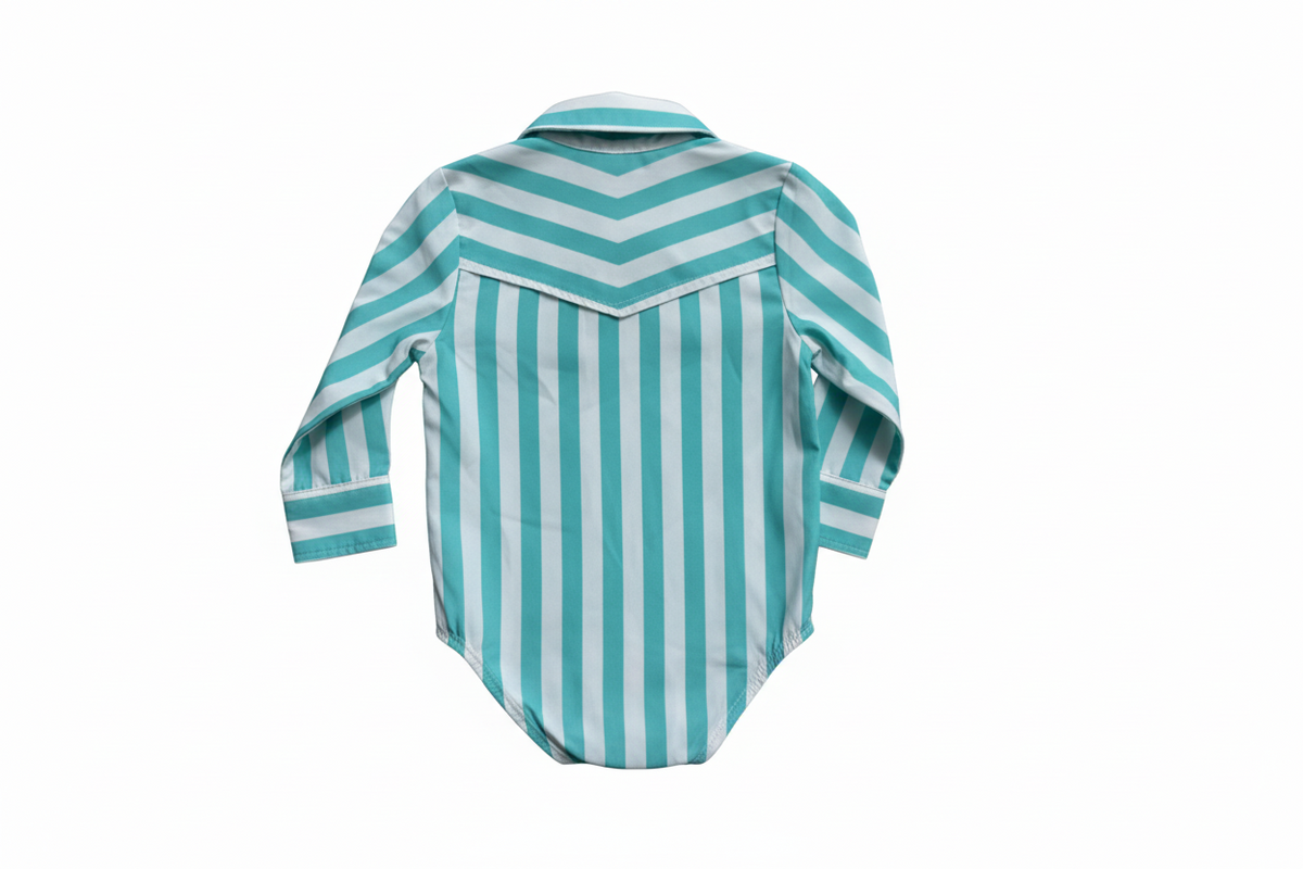Turq & Wht - Infant Performance LS Pearl Snap Onsie
