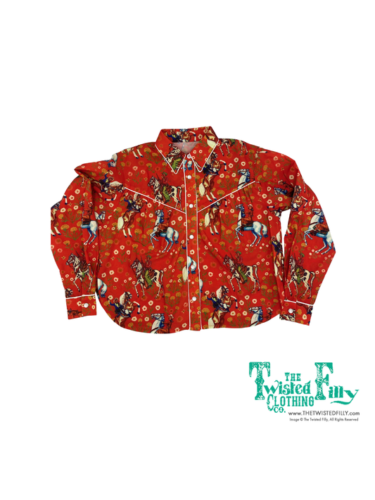 Red cowgirl - Youth LS Pearl Snap