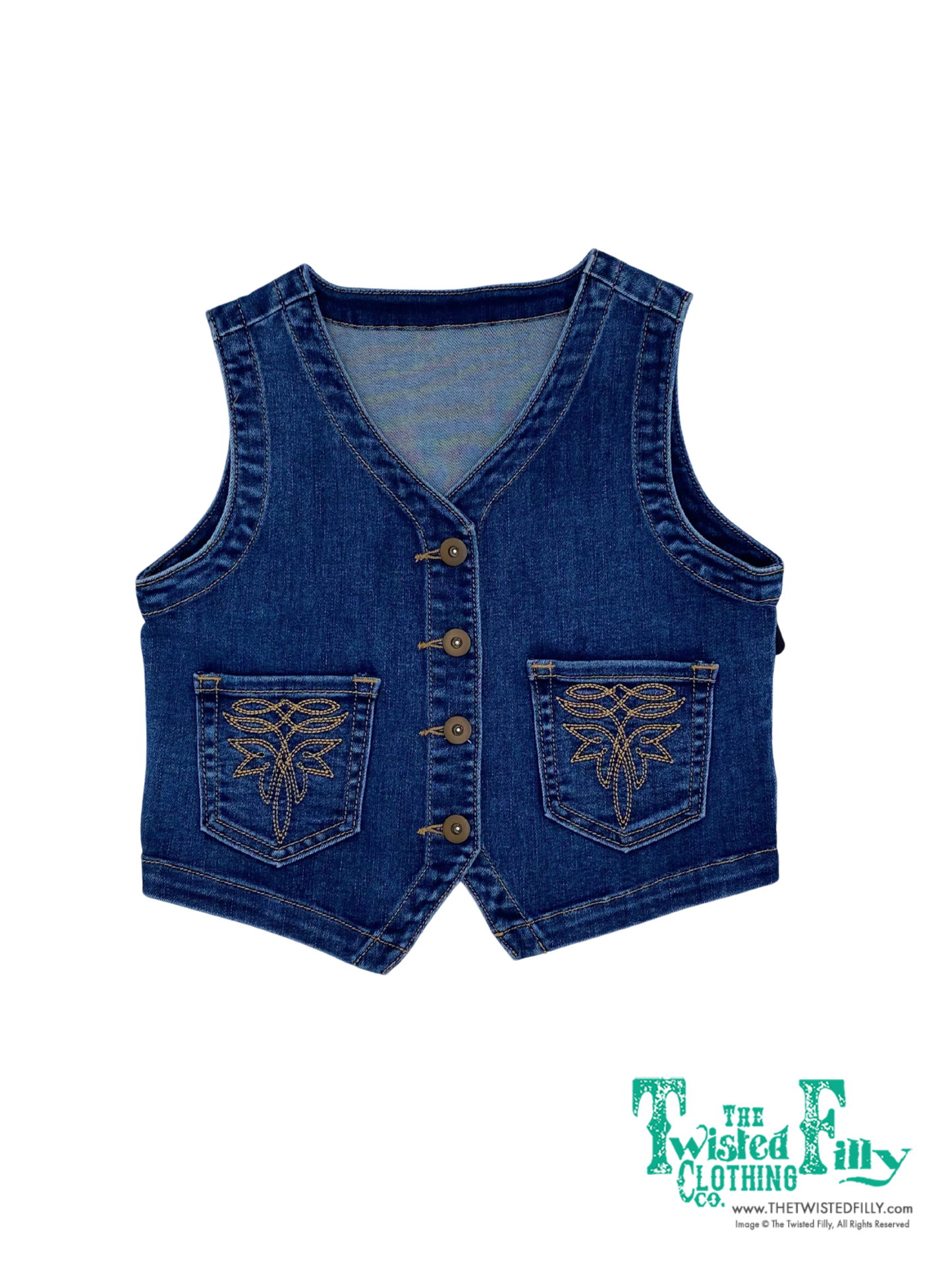 Denim Vest Boot Stitch - Youth