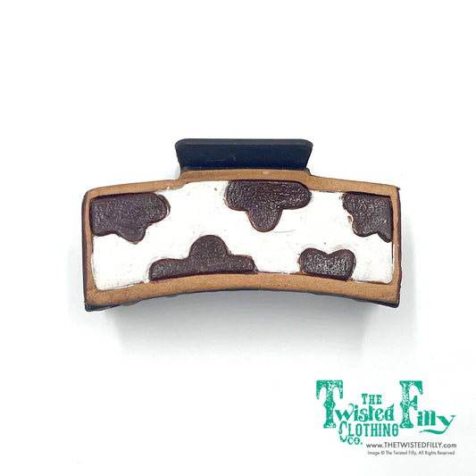 Hand Painted Leather Embossed Hair Clip - Assorted Styles