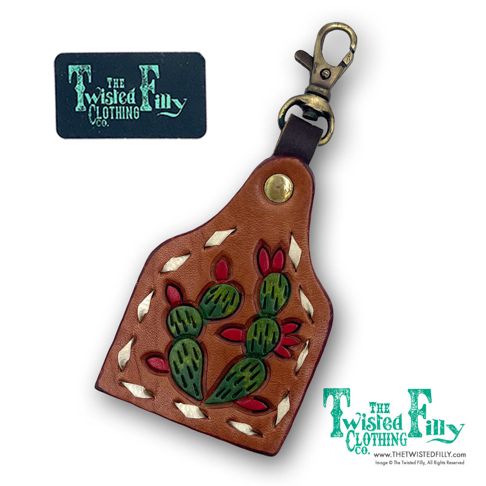 Western Hand Tooled Genuine Leather Key Chain - Assorted Designs