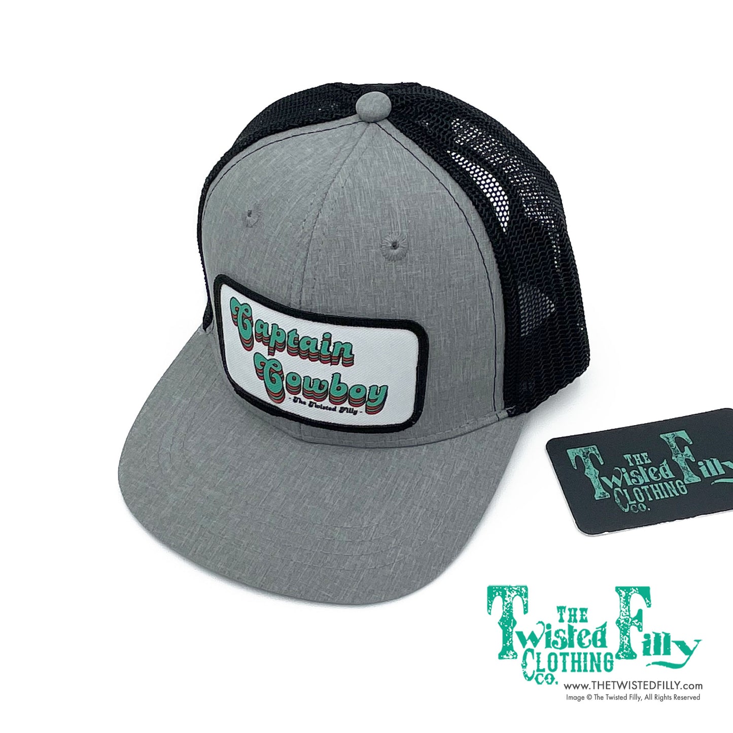 Captain Cowboy - Youth / Adult Trucker Hat - Heather Gray/Black