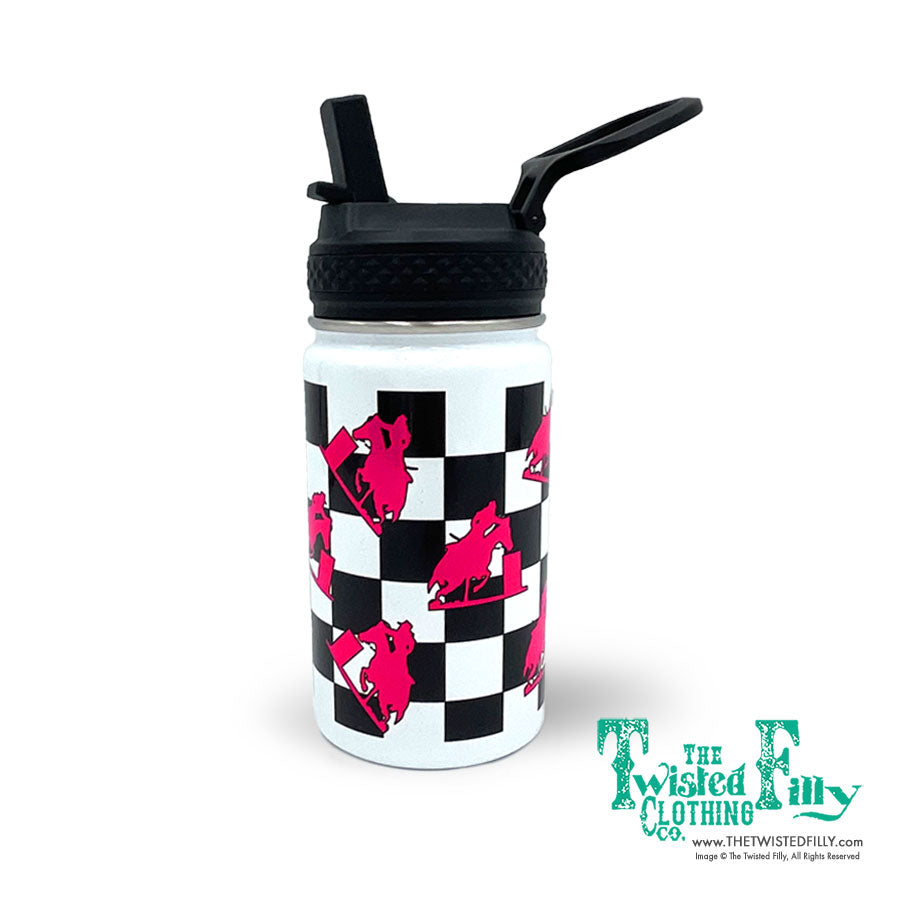 Checkered Neon Rodeo Tumbler Barrel Racer