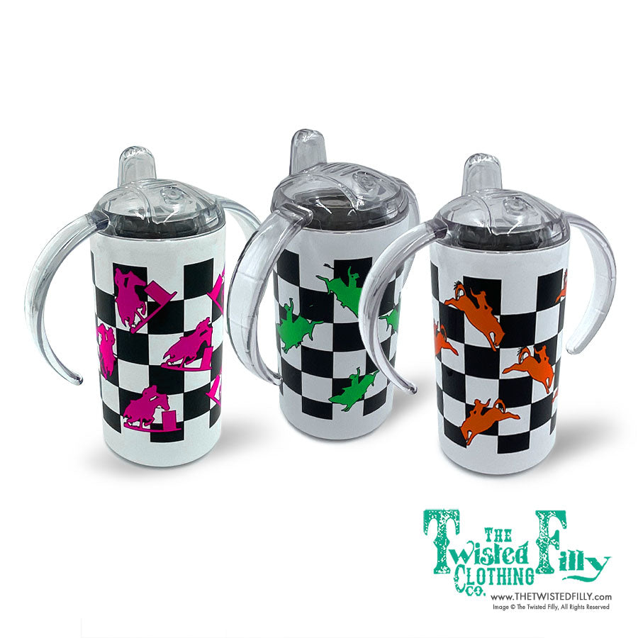 Checkered Neon Rodeo Sippy Cup