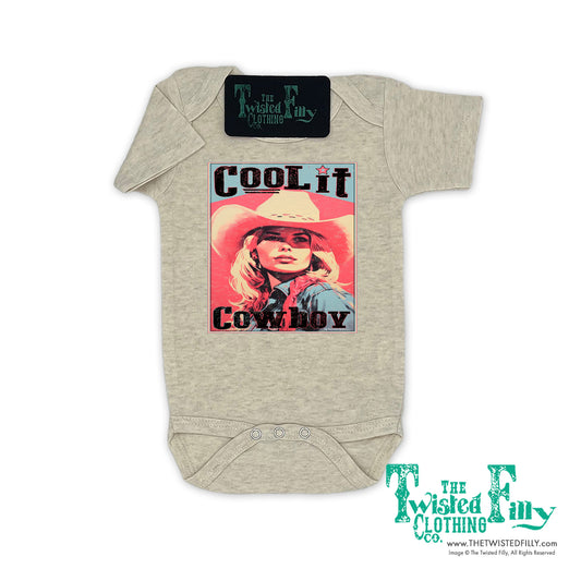 Cool It Cowboy - S/S Girls Infant One Piece - Oatmeal