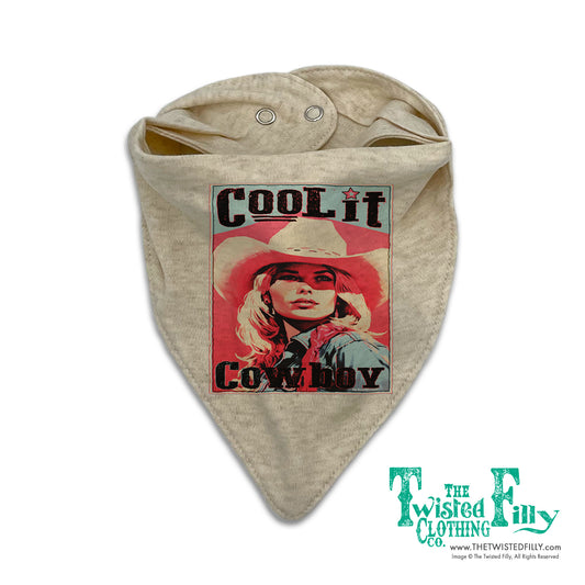 Cool It Cowboy Infant Bandana Bib - Oatmeal