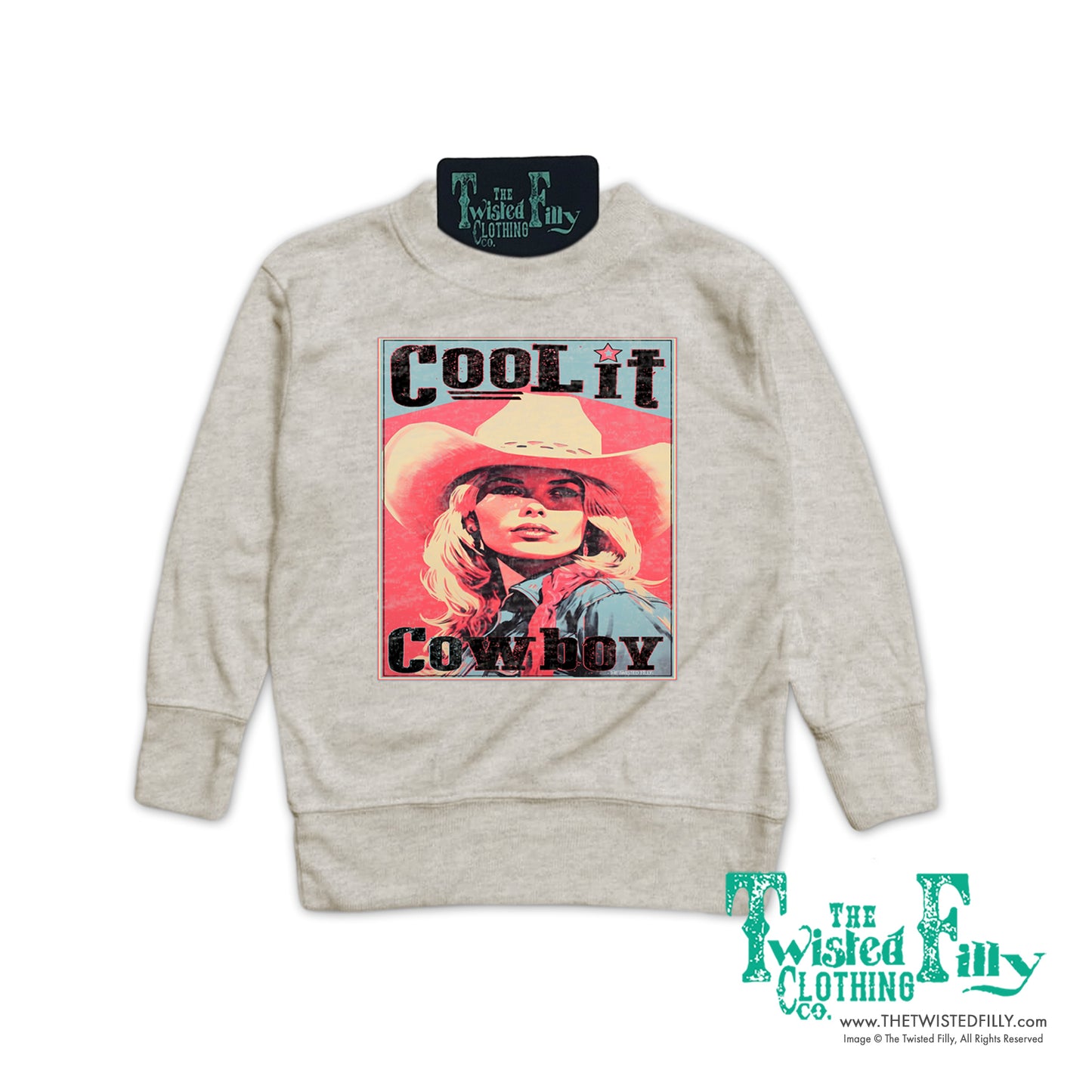 Cool It Cowboy - Youth Girls Pullover - Oatmeal