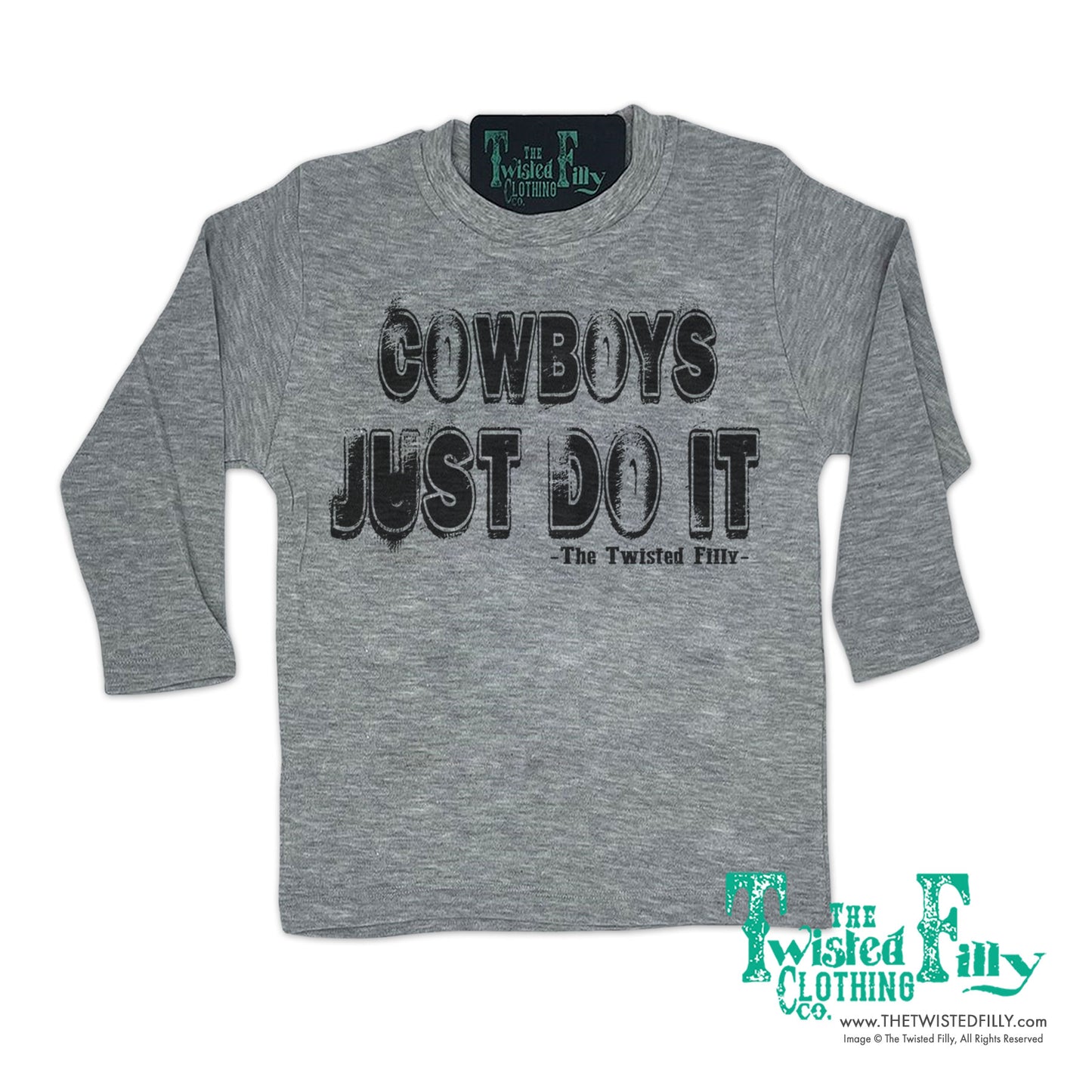 Cowboys Just Do It - L/S Youth Boys Tee - Gray