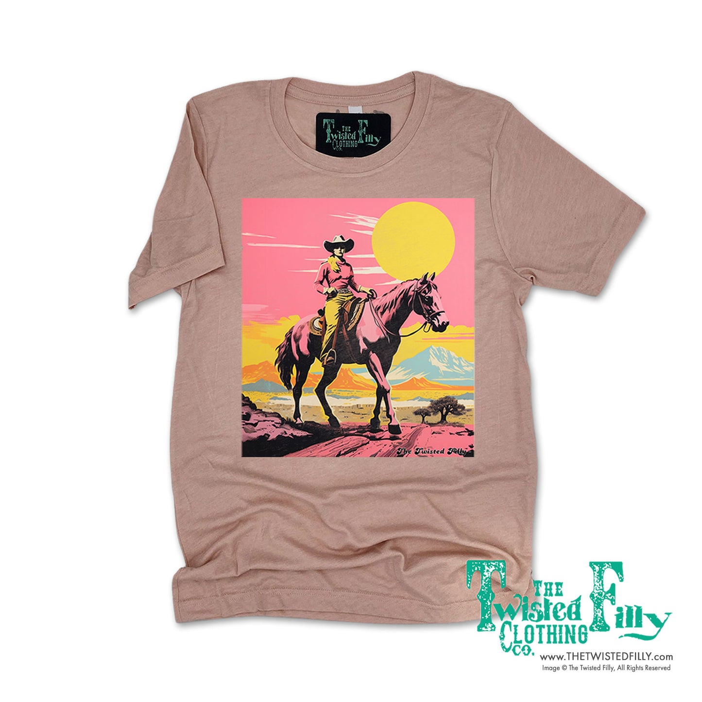 Desert Cowgirl - S/S Adult Crew Neck Womens Unisex Tee - Assorted Colors