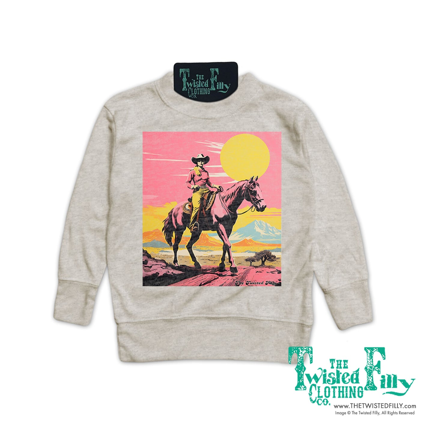 Desert Cowgirl - Girls Toddler Pullover - Oatmeal