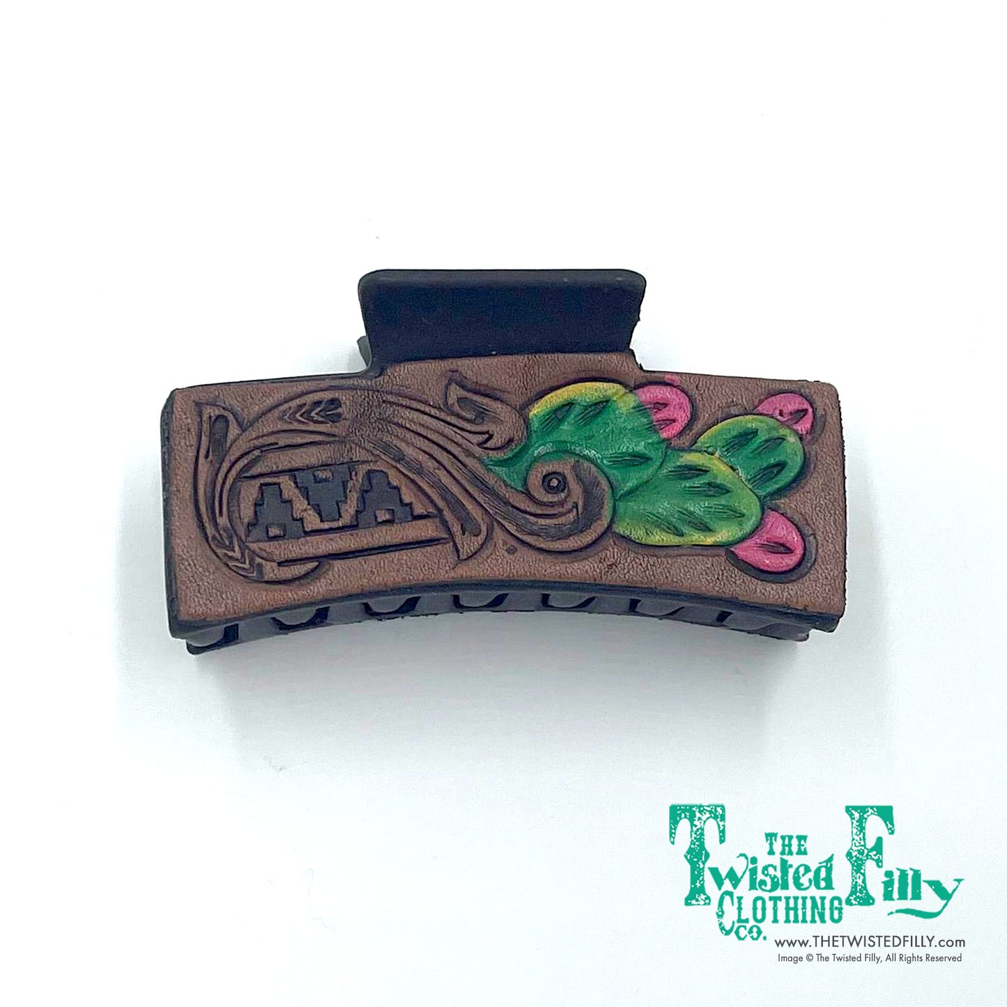 Hand Painted Leather Embossed Hair Clip - Assorted Styles