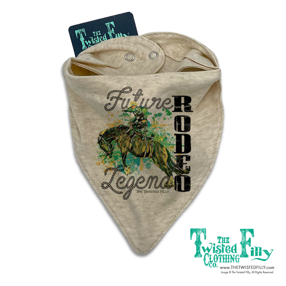 Future Rodeo Legend Bronc - Infant Bandana Bib - Oatmeal