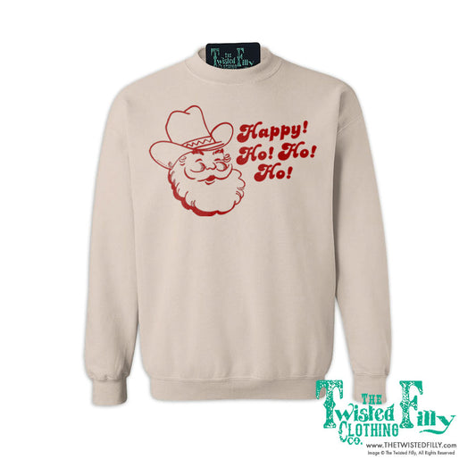 Happy Ho Ho Ho Christmas Cowboy Santa - Adult Unisex Sweatshirt - Assorted Colors