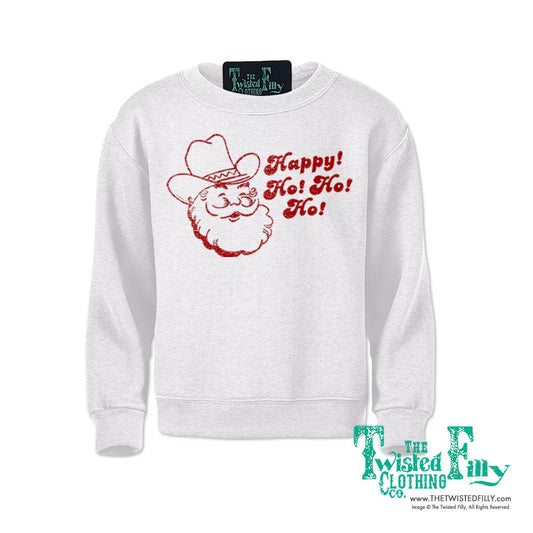 Happy Ho Ho Ho Christmas Cowboy Santa - Youth Sweatshirt - Assorted Colors