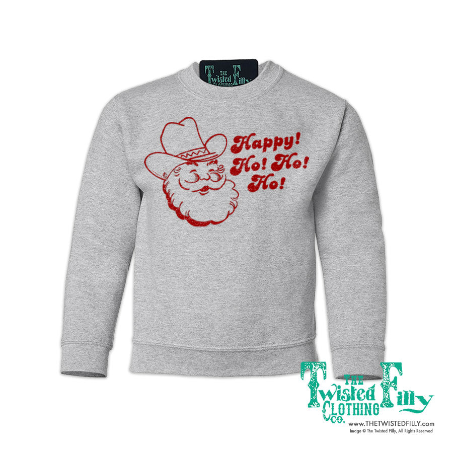 Happy Ho Ho Ho Christmas Cowboy Santa - Youth Sweatshirt - Assorted Colors