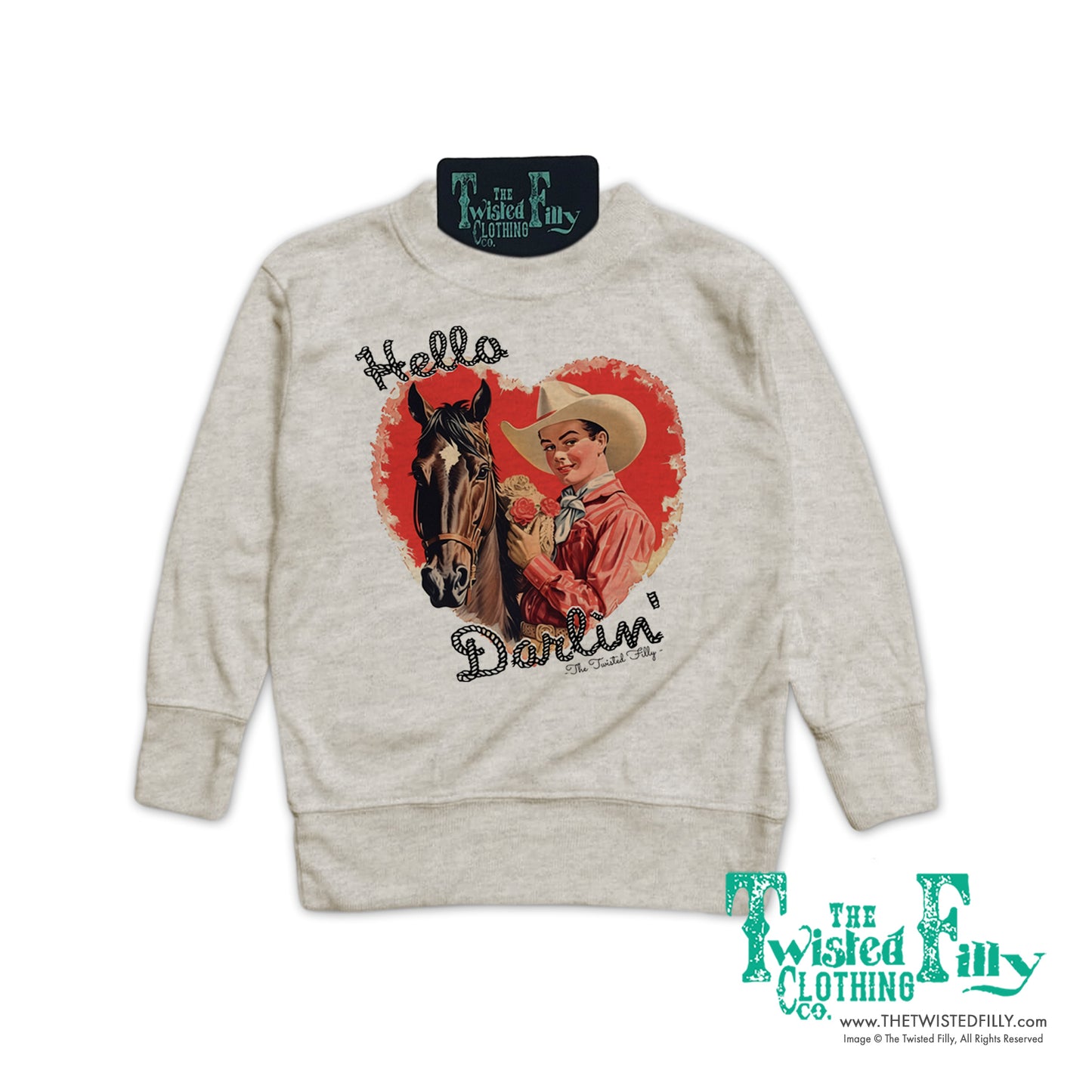 Hello Darlin' - Youth Pullover - Oatmeal
