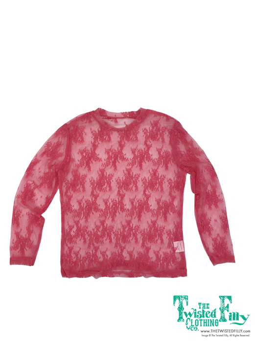 Neon Pink Lace - Toddler LS Top