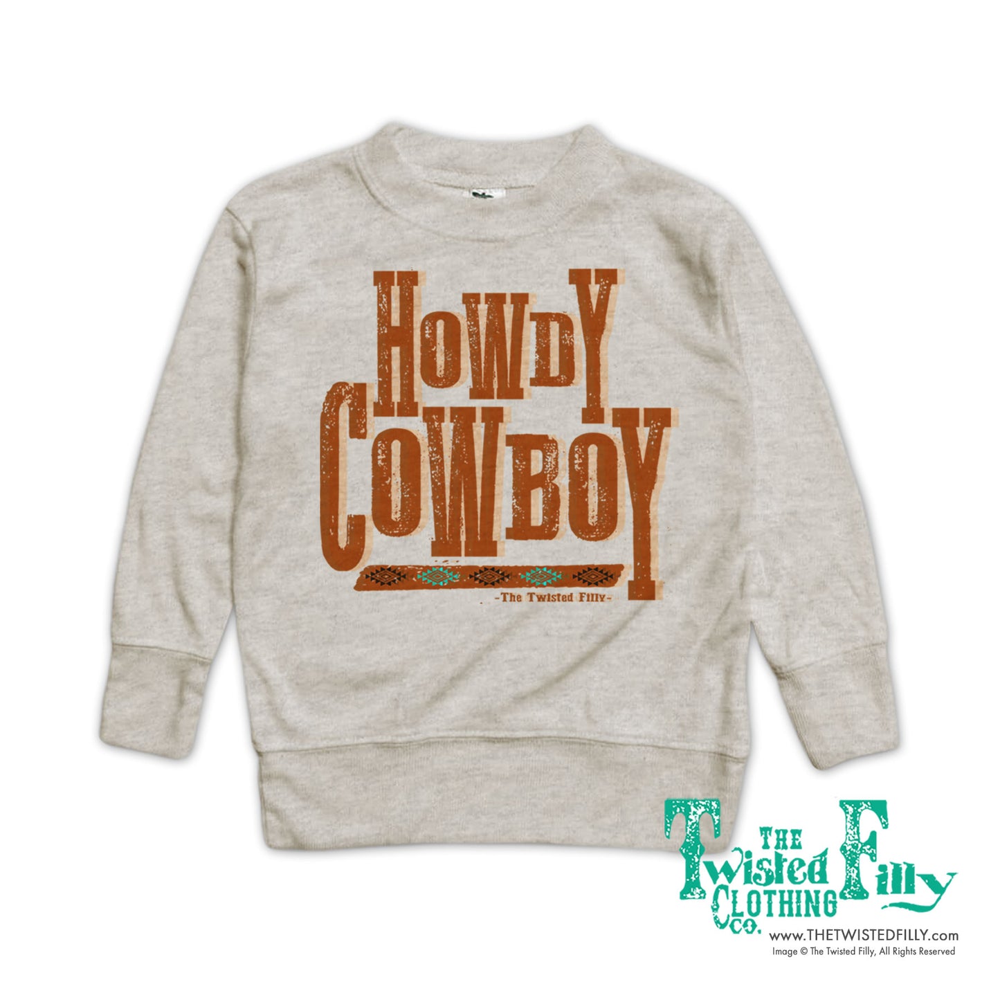 Howdy Cowboy - Girls Toddler Pullover - Oatmeal