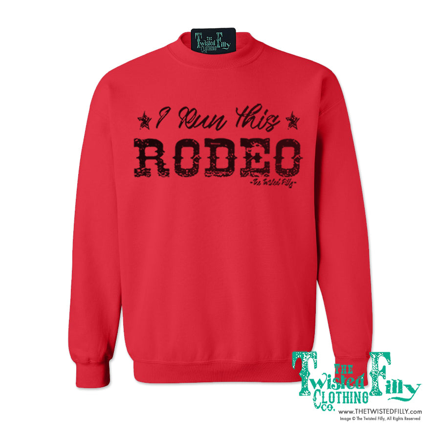 I Run This Rodeo Adult Unisex Sweatshirt in Red