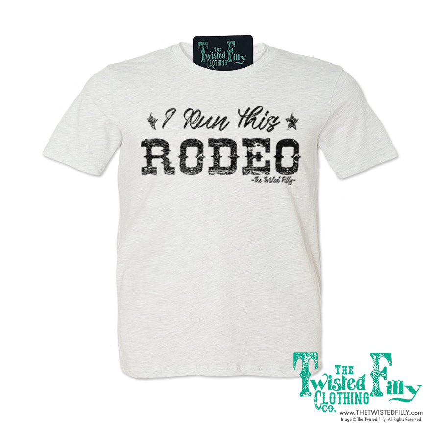 I Run This Rodeo Short Sleeve Adult Crew Neck Unisex Tee In Ash