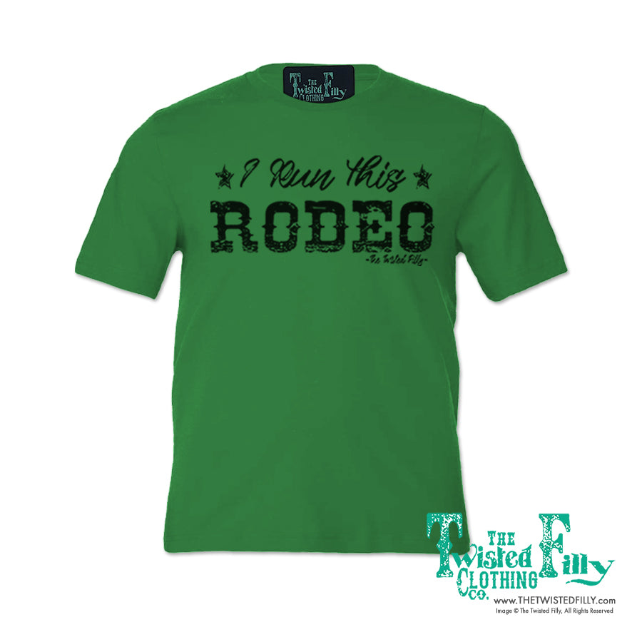 I Run This Rodeo Short Sleeve Adult Crew Neck Unisex Tee In Green