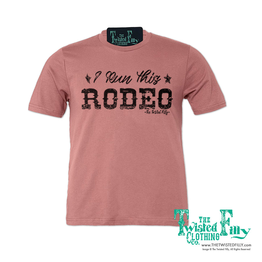 I Run This Rodeo Short Sleeve Adult Crew Neck Unisex Tee In Mauve