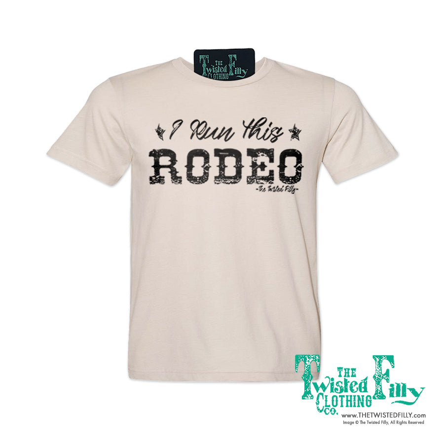 I Run This Rodeo Short Sleeve Adult Crew Neck Unisex Tee In Sand