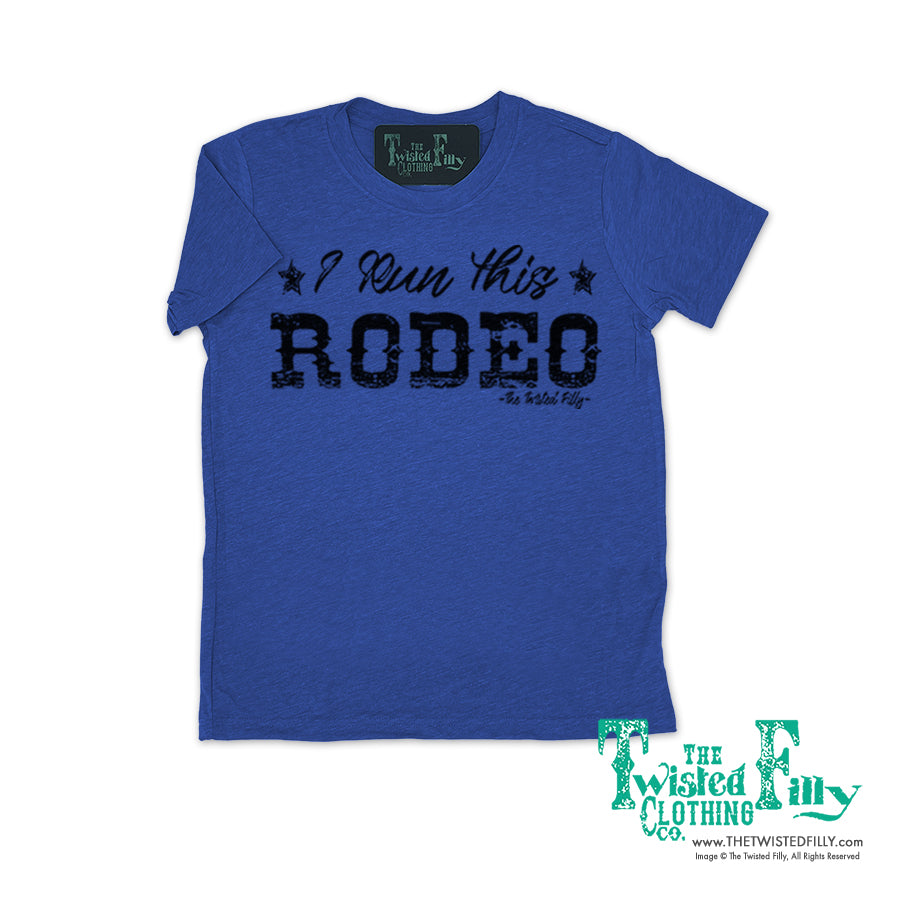 I Run This Rodeo Short Sleeve Toddler Tee Dark Blue