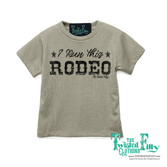I Run This Rodeo Short Sleeve Toddler Tee Cement
