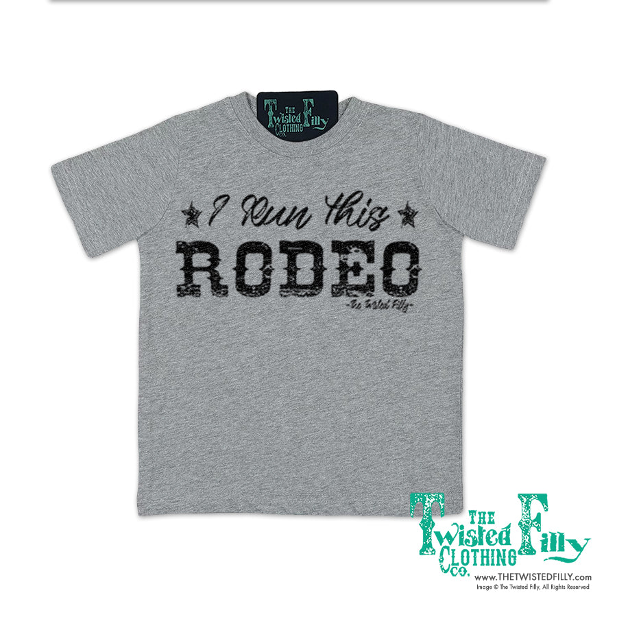 I Run This Rodeo Short Sleeve Toddler Tee Gray