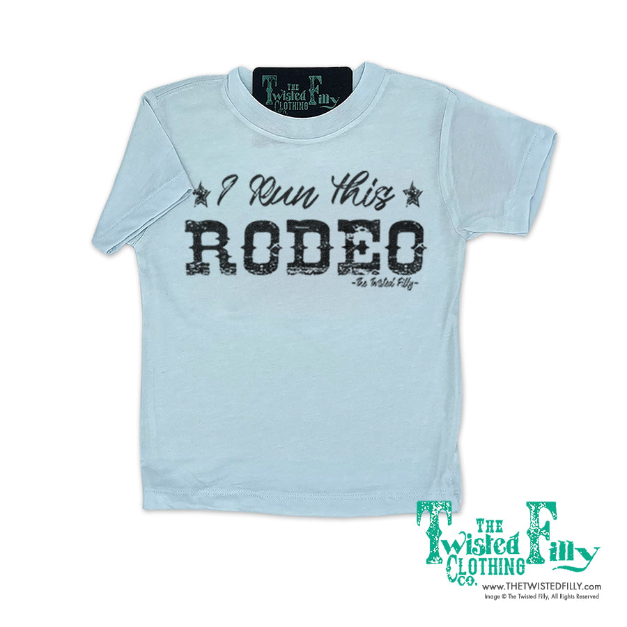 I Run This Rodeo Short Sleeve Toddler Tee Ice Blue