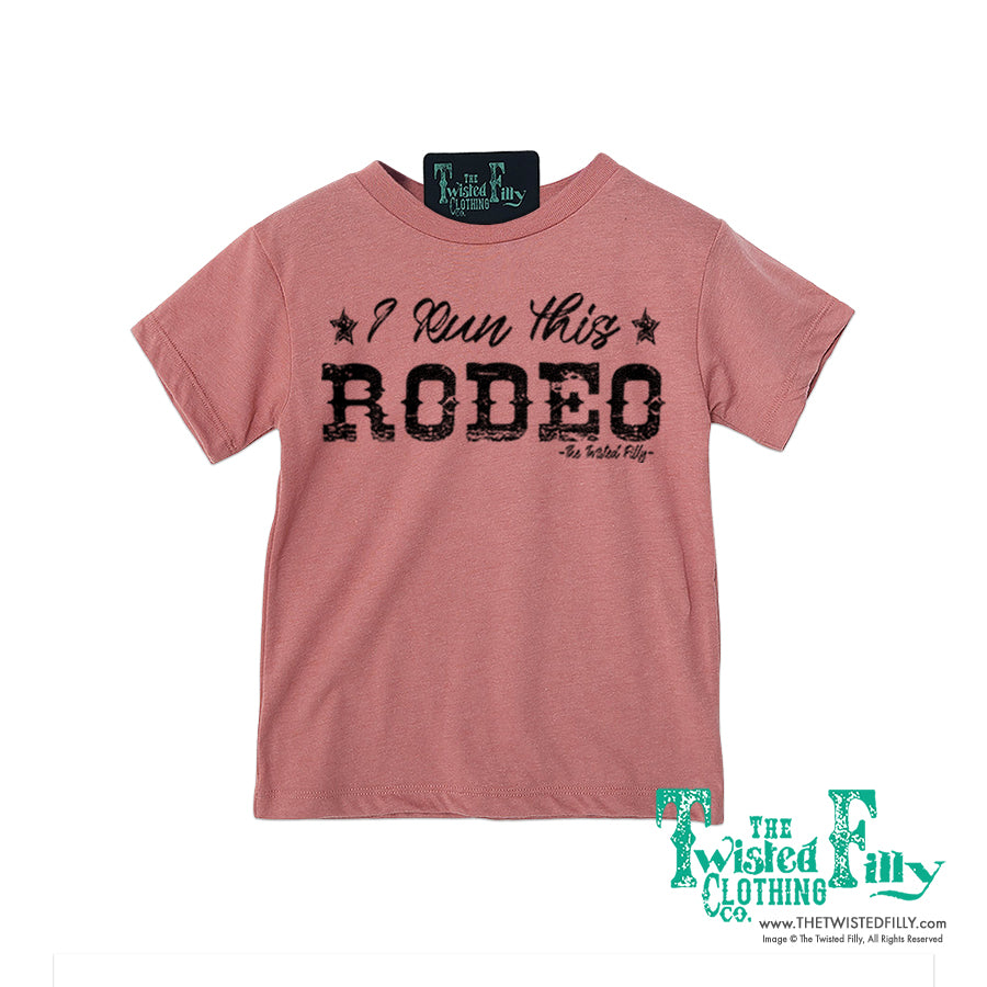 I Run This Rodeo Short Sleeve Toddler Tee Mauve