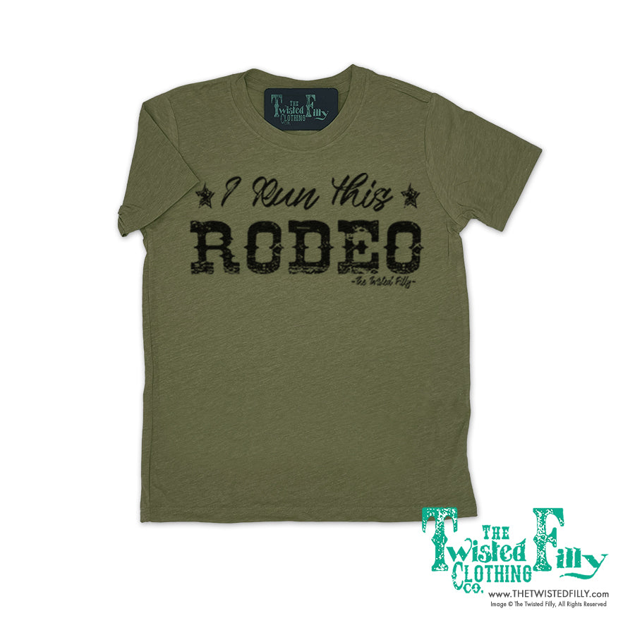 I Run This Rodeo Short Sleeve Toddler Tee Olive