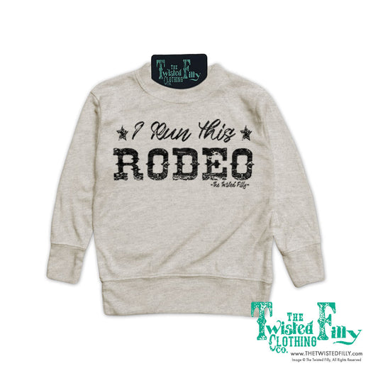 I Run This Rodeo Youth Pullover in Oatmeal Color