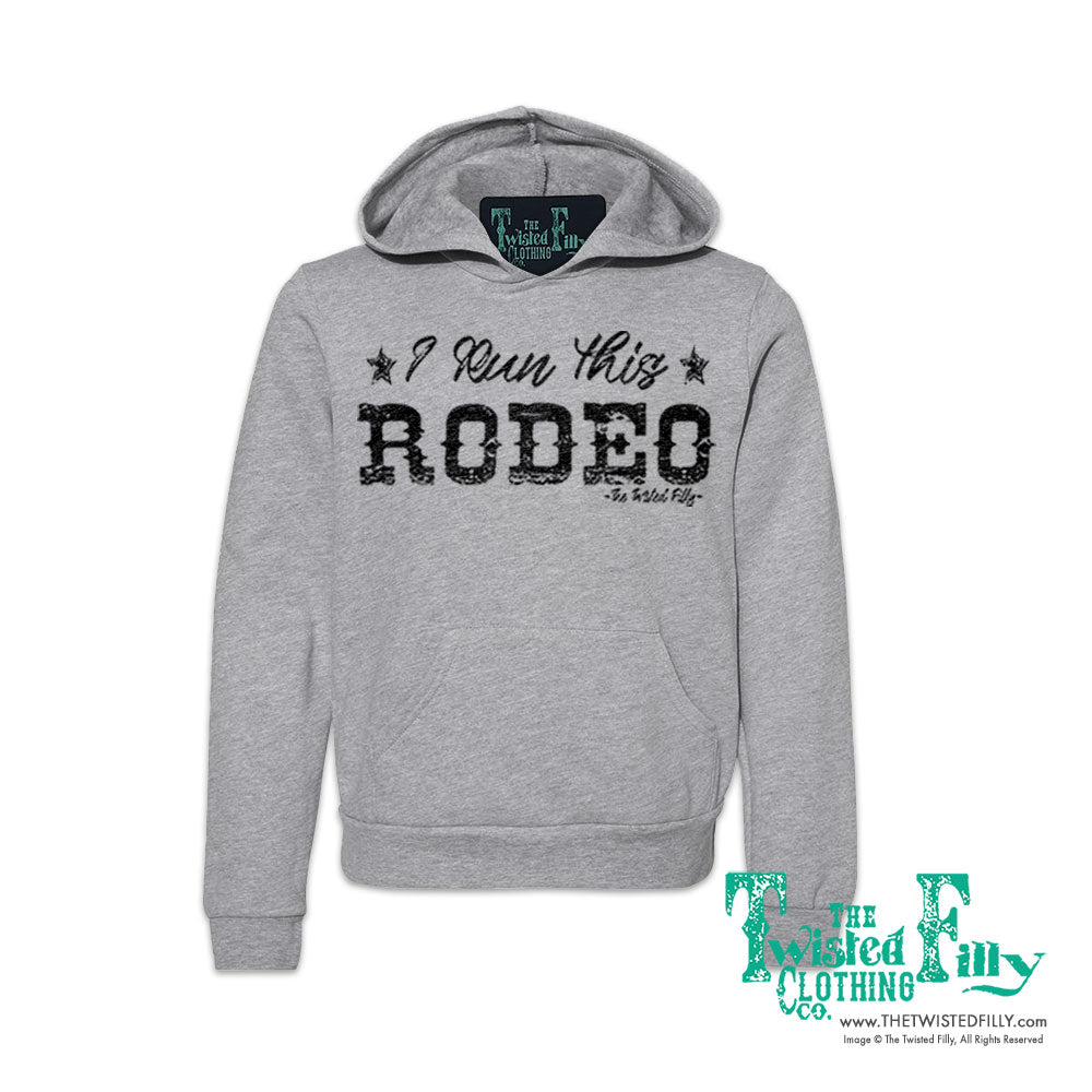 I Run This Rodeo Youth Hoodie Athletic Heather Gray