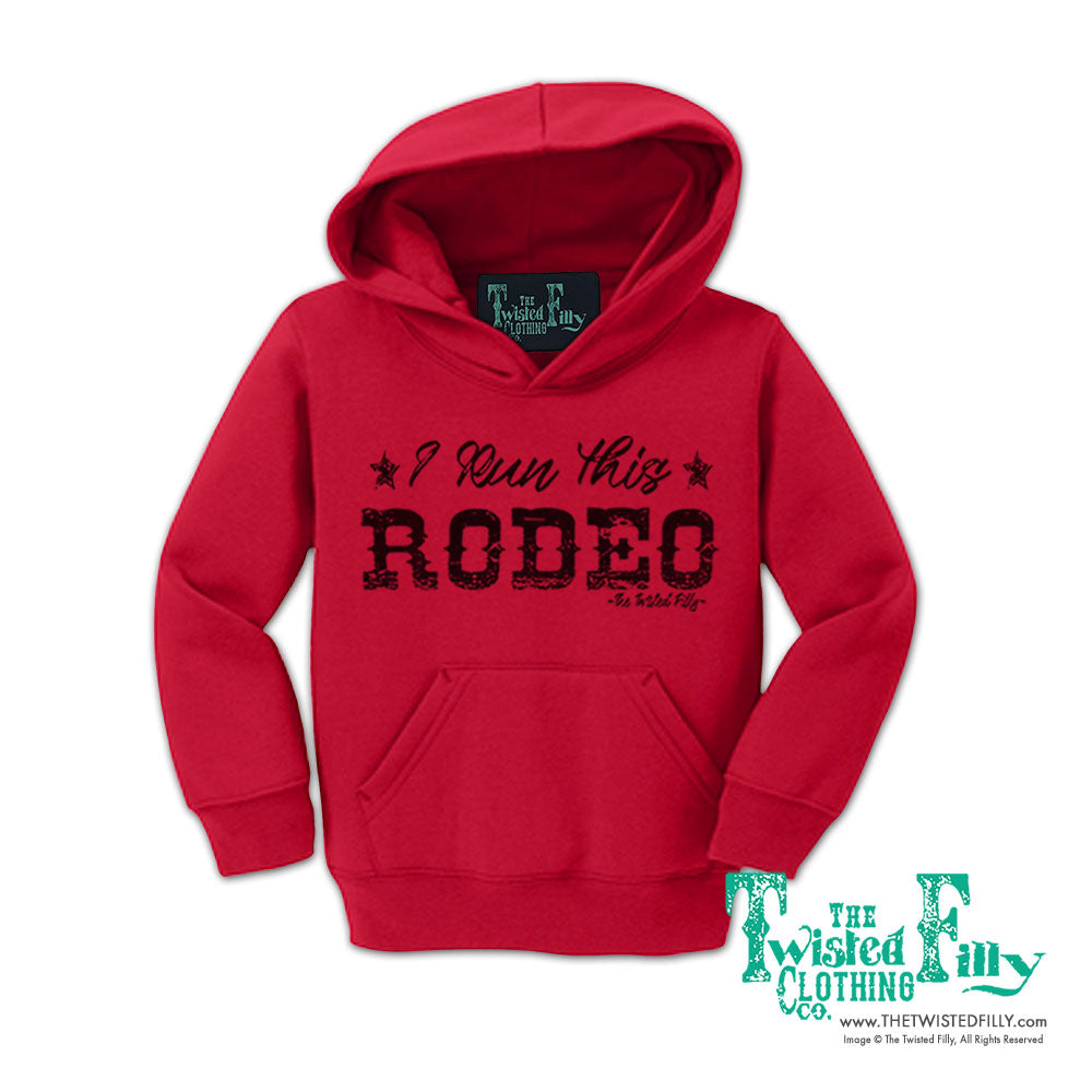 I Run This Rodeo Youth Hoodie Red