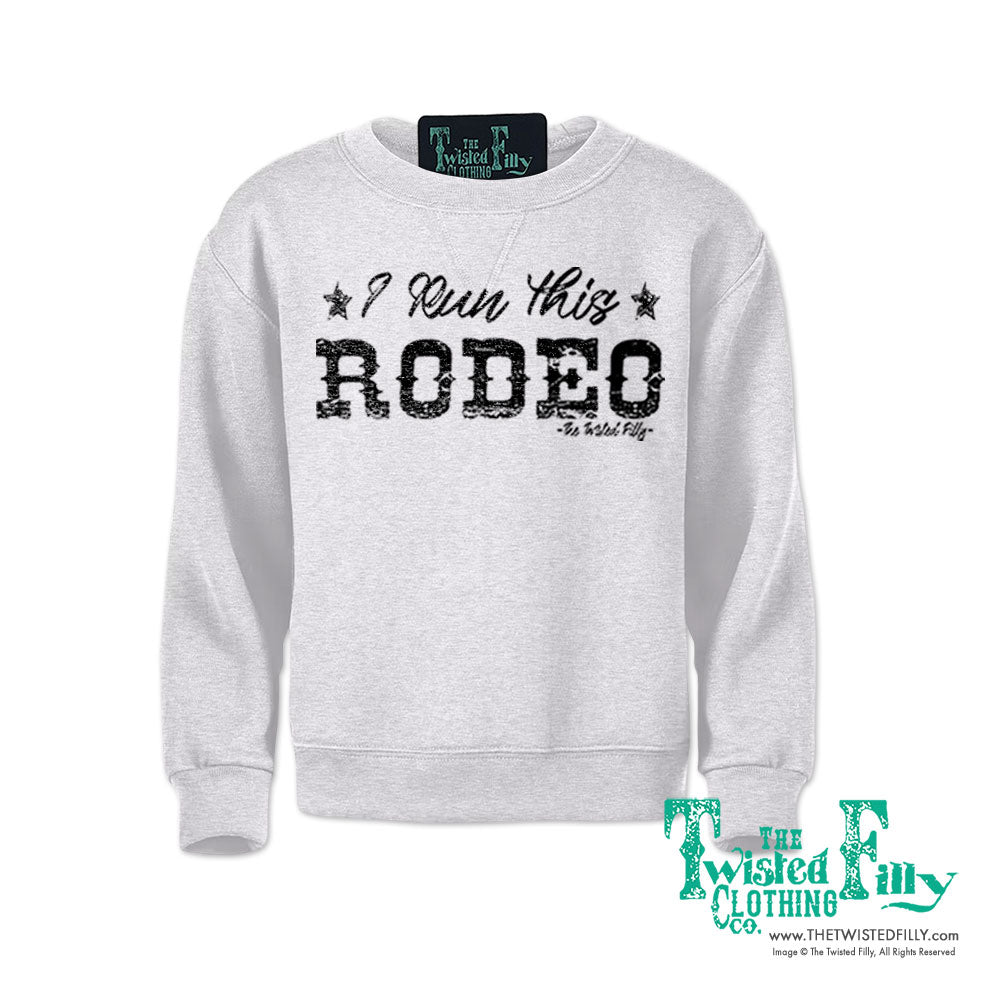 I Run This Rodeo Youth Sweatshirt Ash