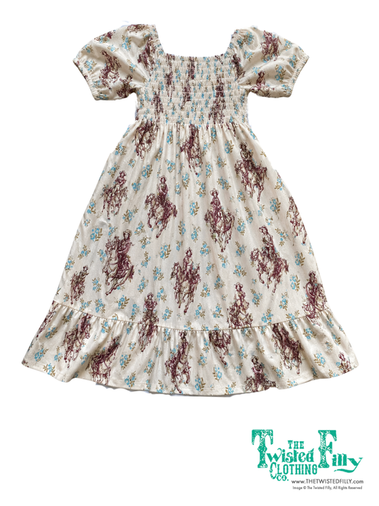 Ivory Floral Cowgirl - Youth Smocked Dress