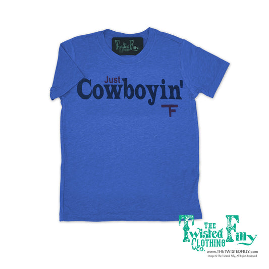 Just Cowboyin' - S/S Men's Adult Tee - Blue