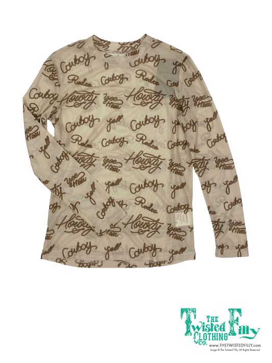 Lasso Text - Toddler LS Mesh Top