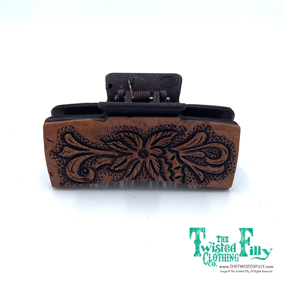 Hand Painted Genuine Leather Hair Clip - Assorted Styles