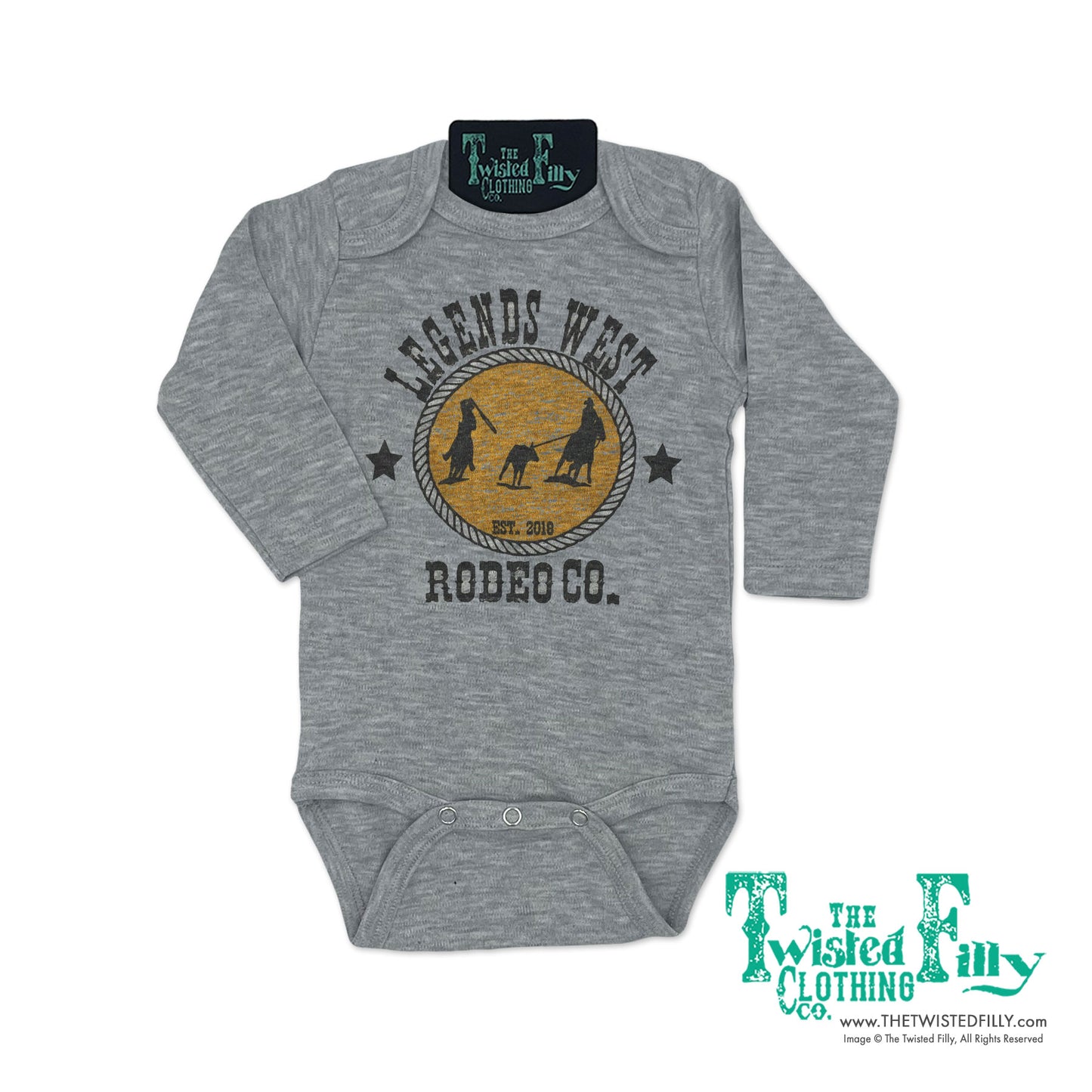 Legends West Rodeo Co. Team Roper - L/S Infant One Piece - Gray