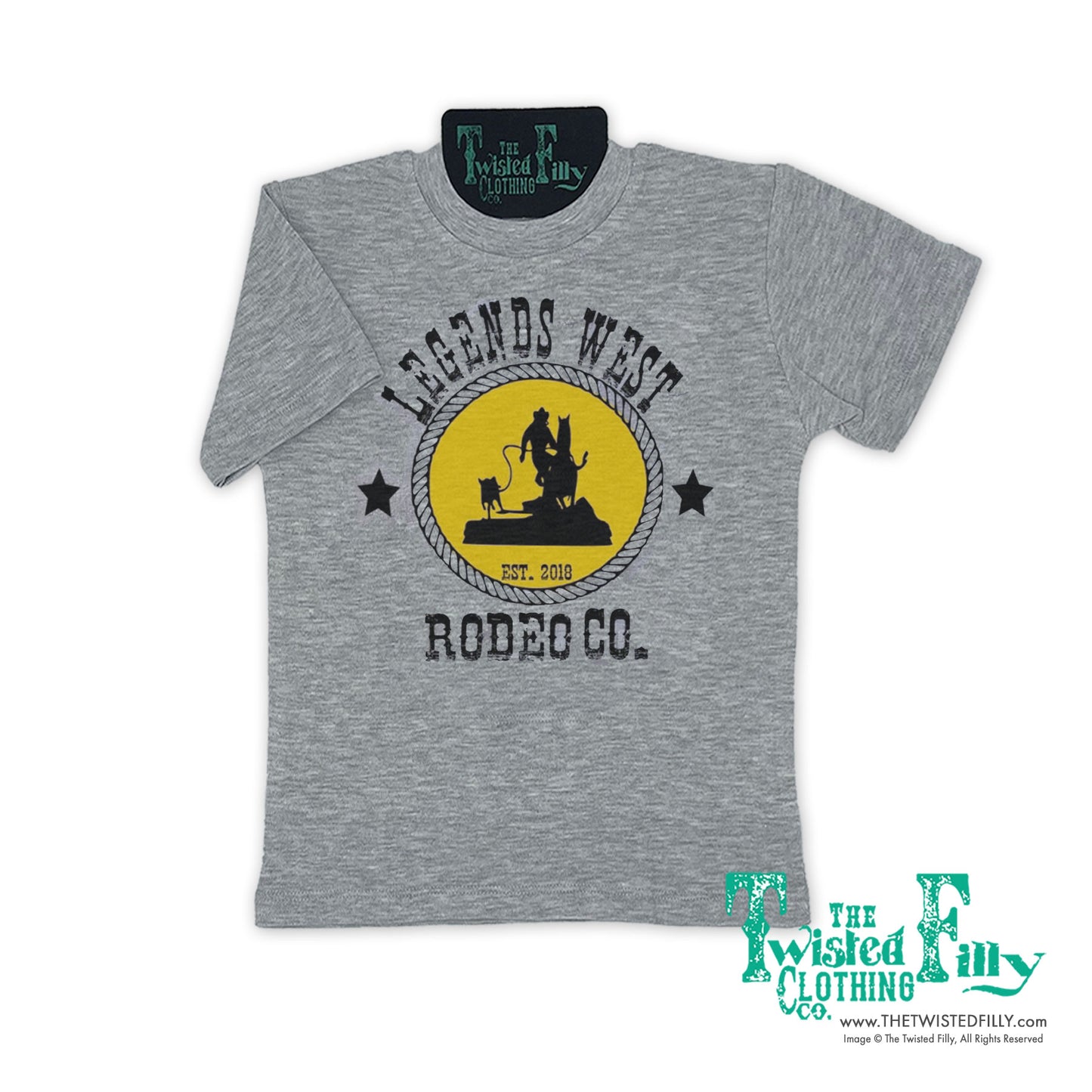 Legends West Rodeo Co. Calf Roper - S/S Youth Tee - Gray