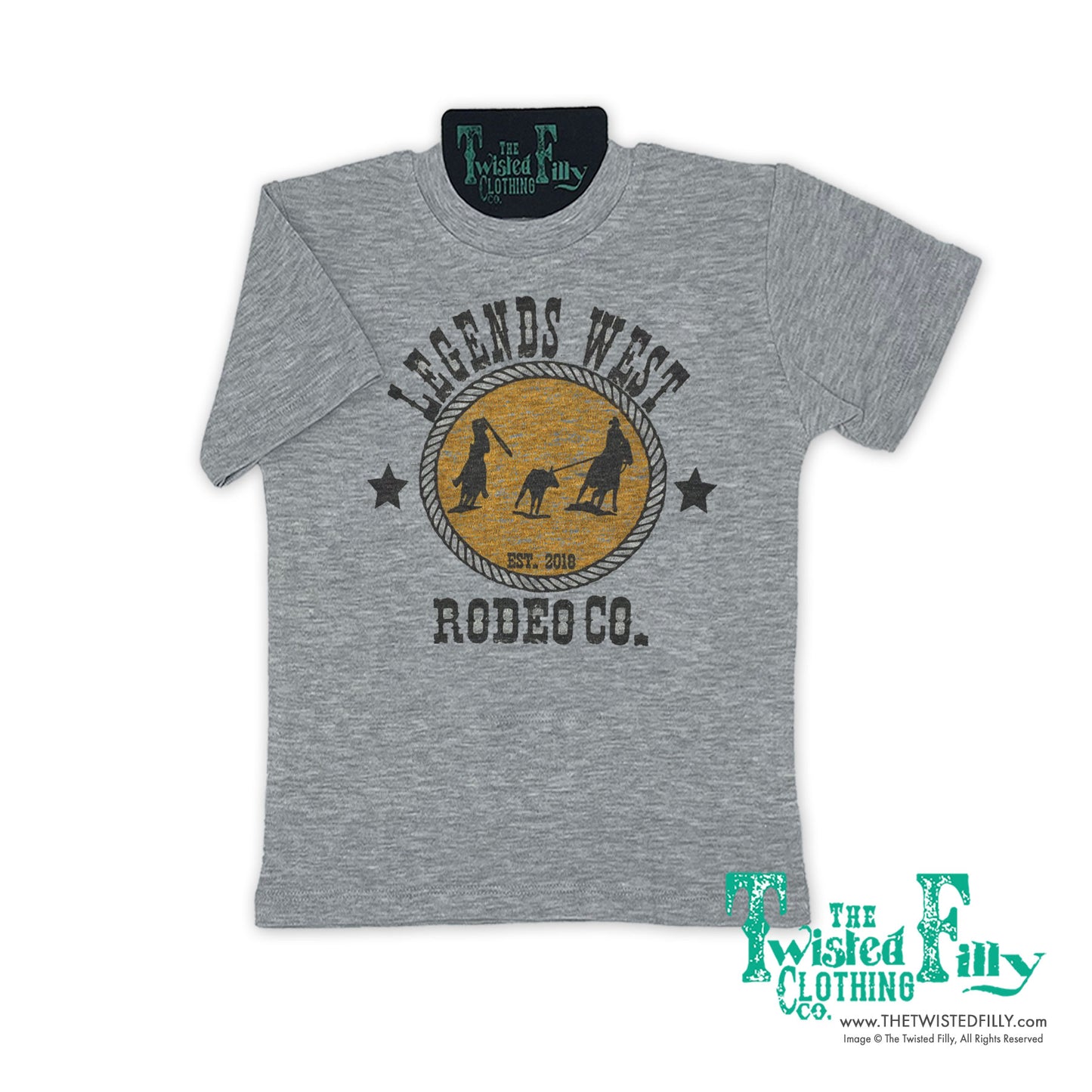Legends West Rodeo Co. Team Roper - S/S Youth Tee - Gray